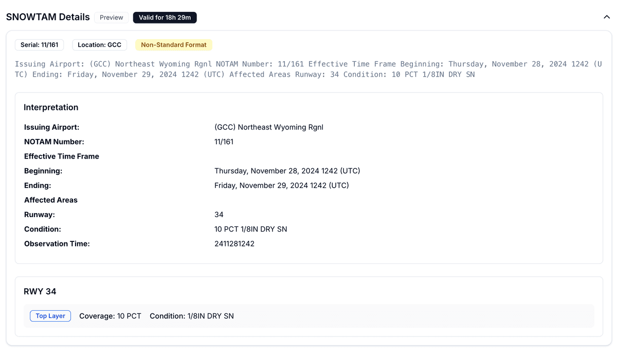 Notamify's SNOWTAM Decoder: Making Winter Operations Crystal Clear ...