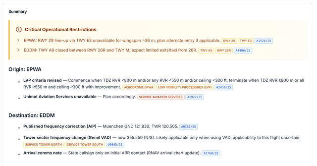 Notamify - NOTAMs Simplified. NOTAM Reader and Briefing Tool