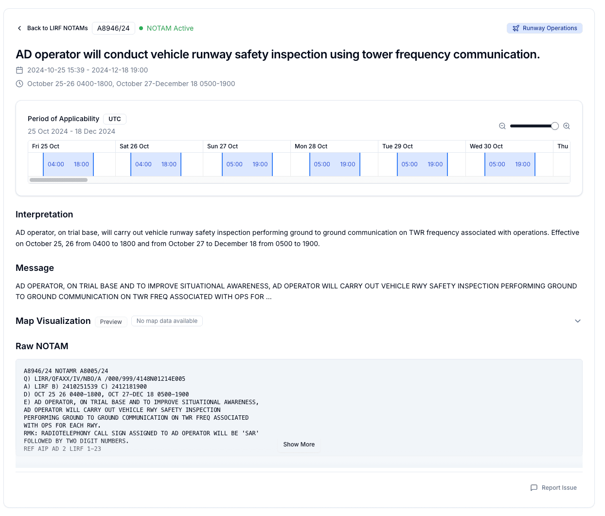 Complex NOTAM Schedule