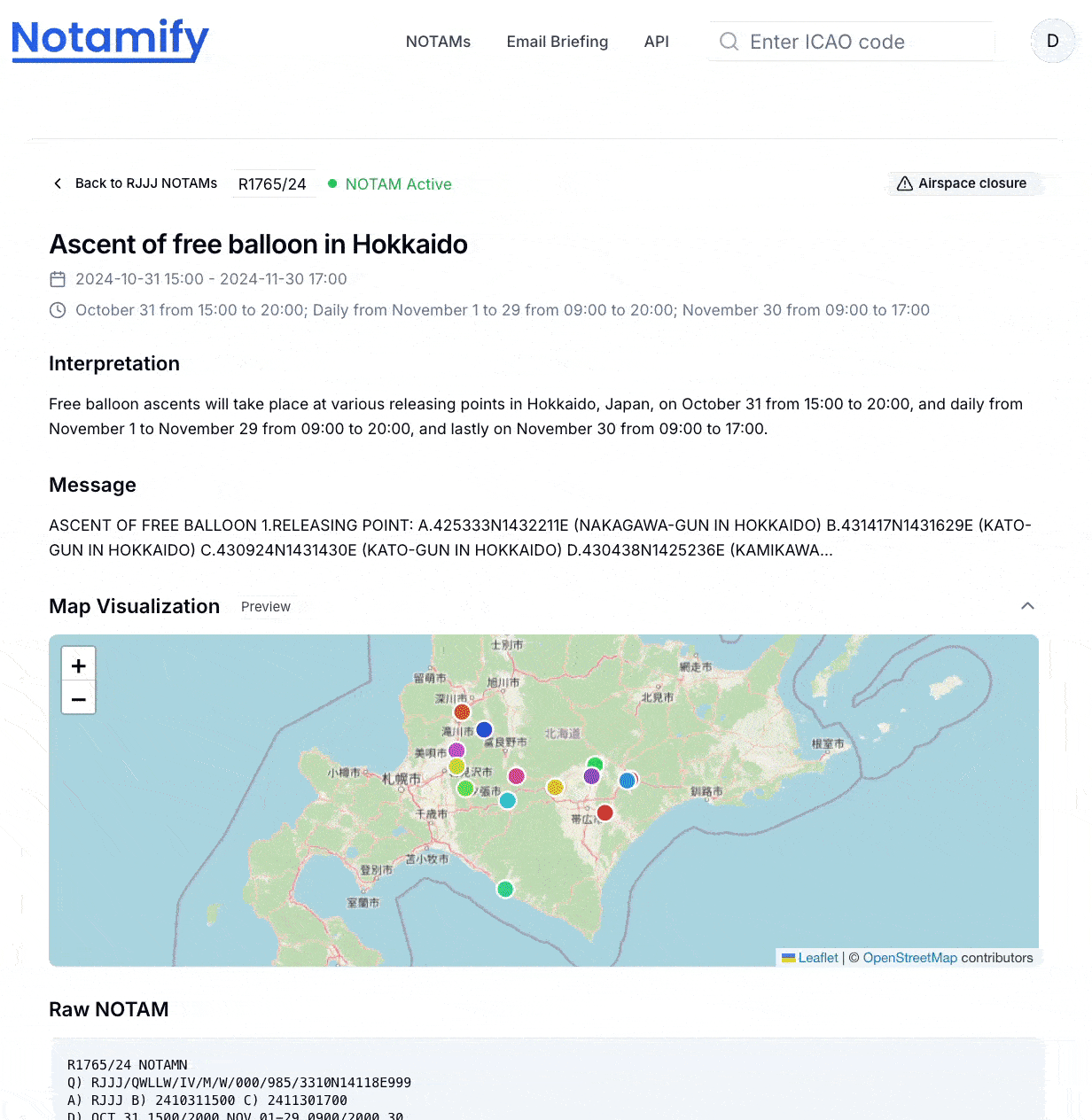 NOTAM Map Visualization Demo